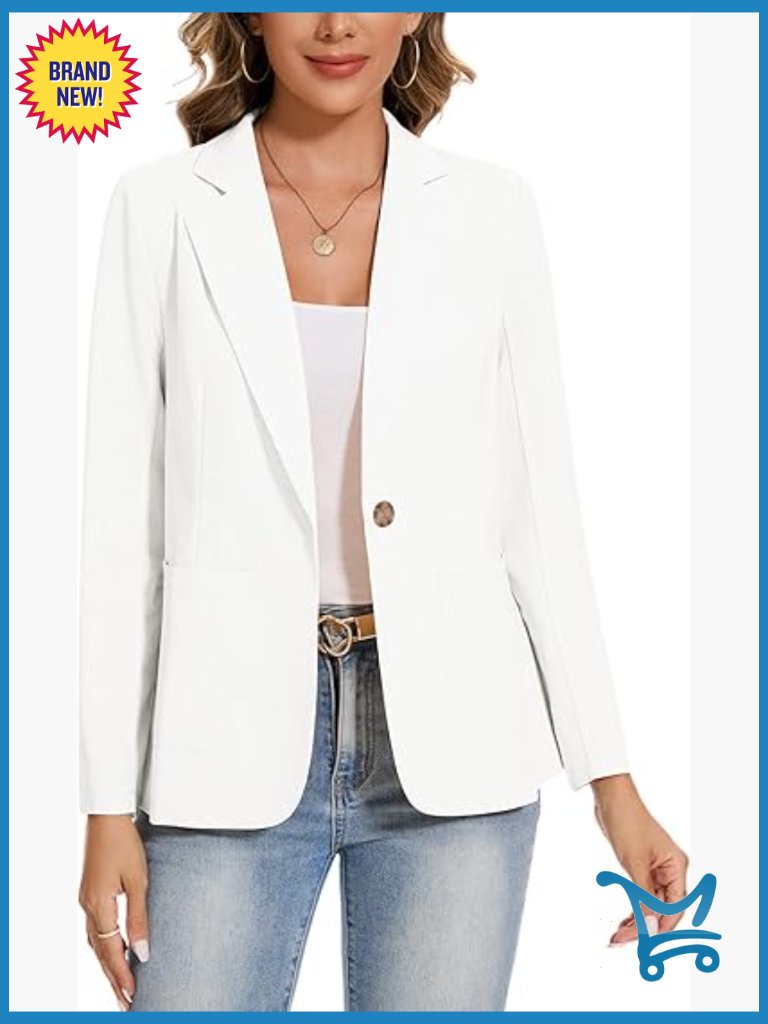 Linen Cotton Blazer Casual Long Sleeve Button Front Lightweight Spring Summer